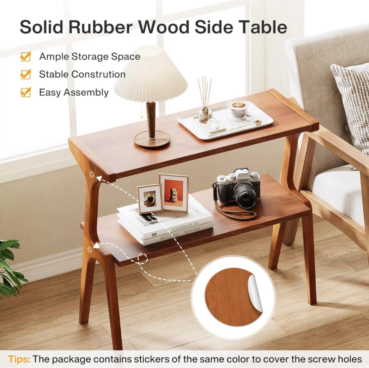 Brand new Tribesigns Solid Rubber Wood Side Table - photo 4