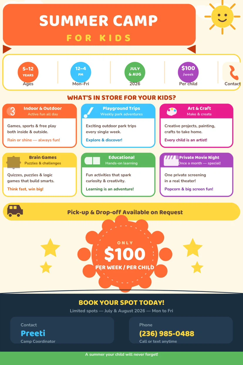 Summer Camp for Kids - July & August 2026