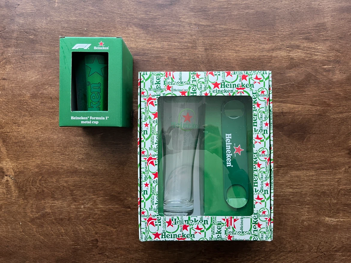 Formula 1 Metal Cup & Heineken Glass Set – Perfect for Race Day!