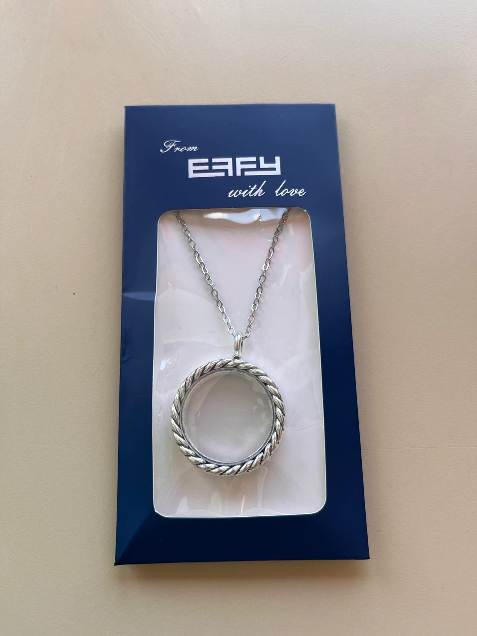 EFEY Silver Tone Rope Style Locket Necklace