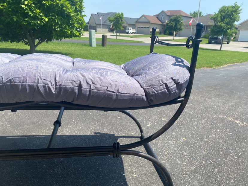 Outdoor Bench with Grey Tufted Cushion - photo 3