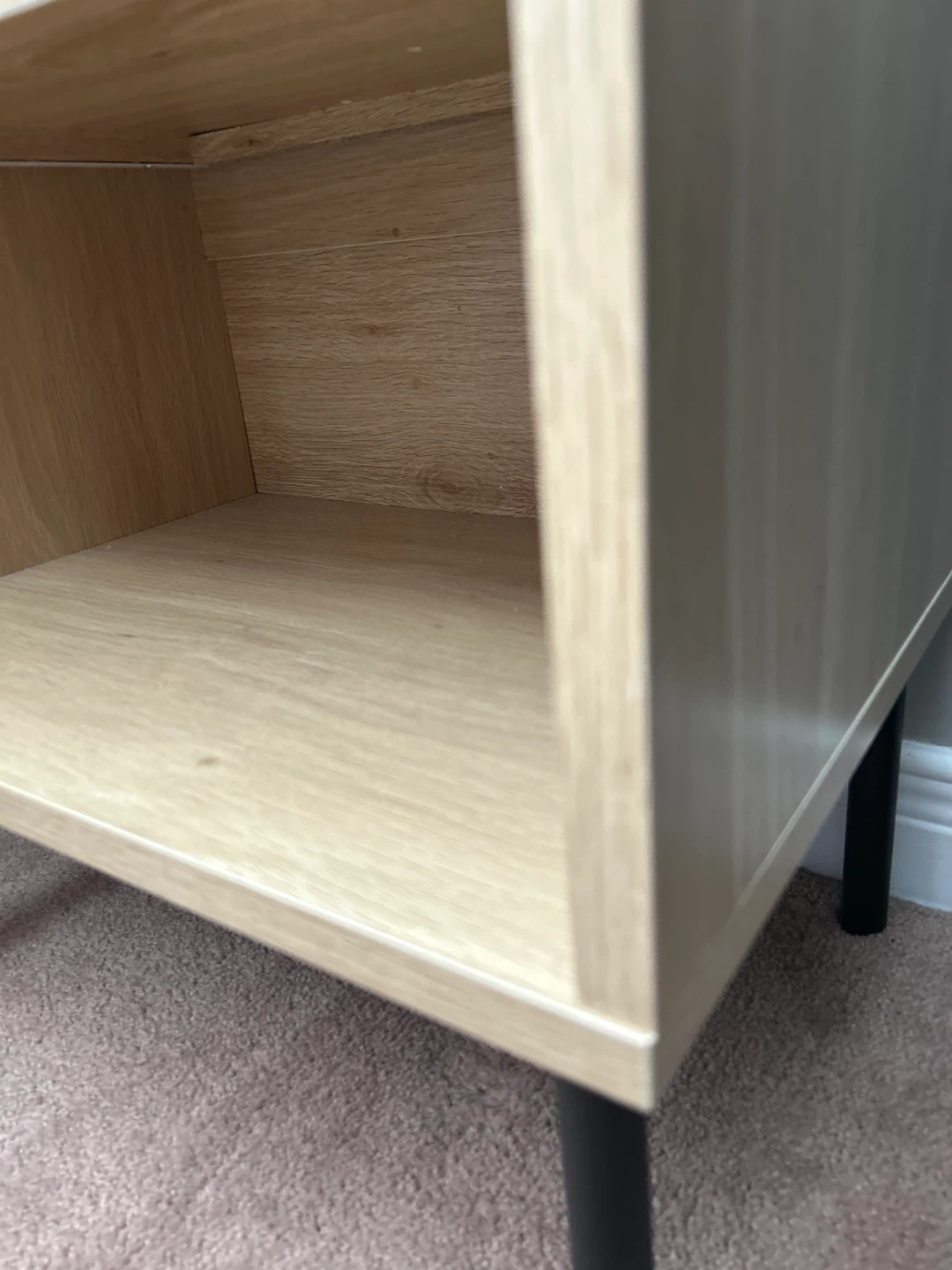 Oak-look Nightstand with Rattan Drawer - photo 4
