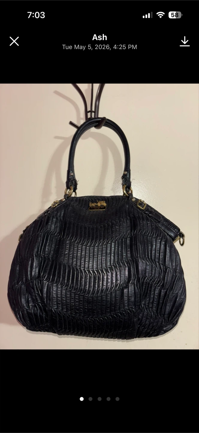 Coach Madison Deep Blue Gathered Leather Lindsey Satchel