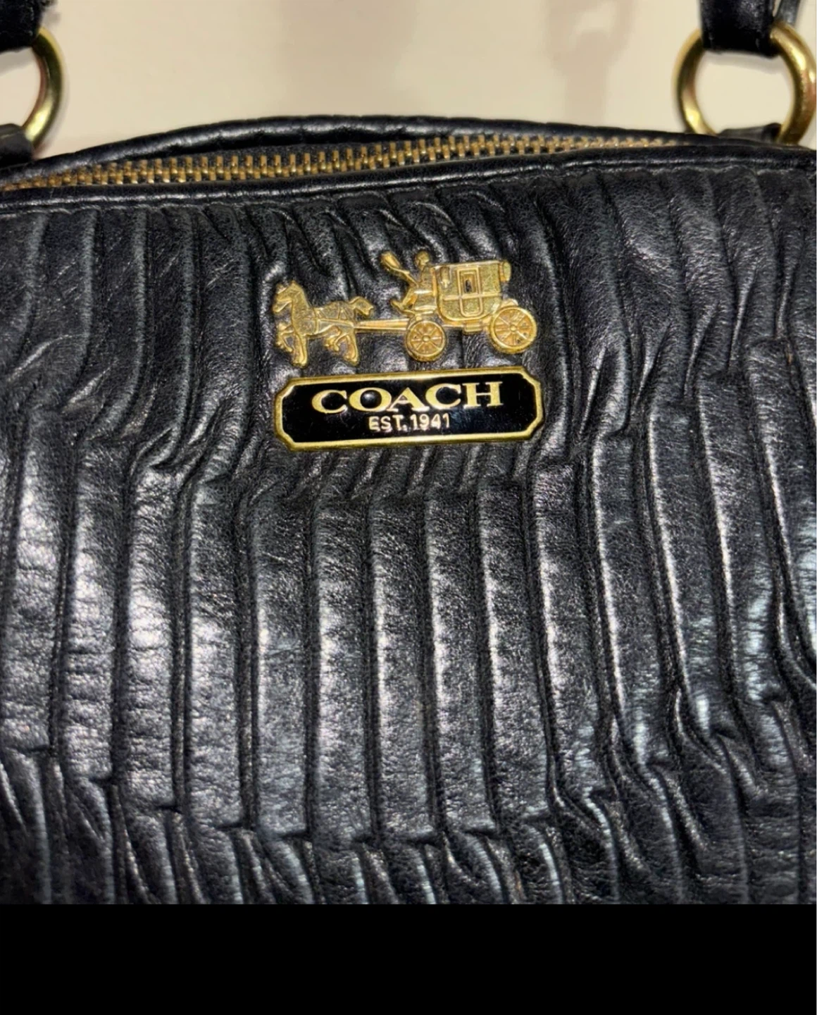 Coach Madison Deep Blue Gathered Leather Lindsey Satchel - photo 2