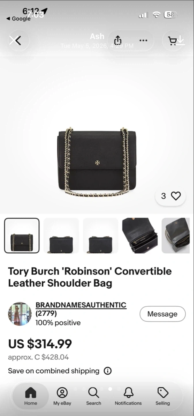Tory Burch 'Robinson' Convertible Leather Shoulder Bag - Black - photo 4