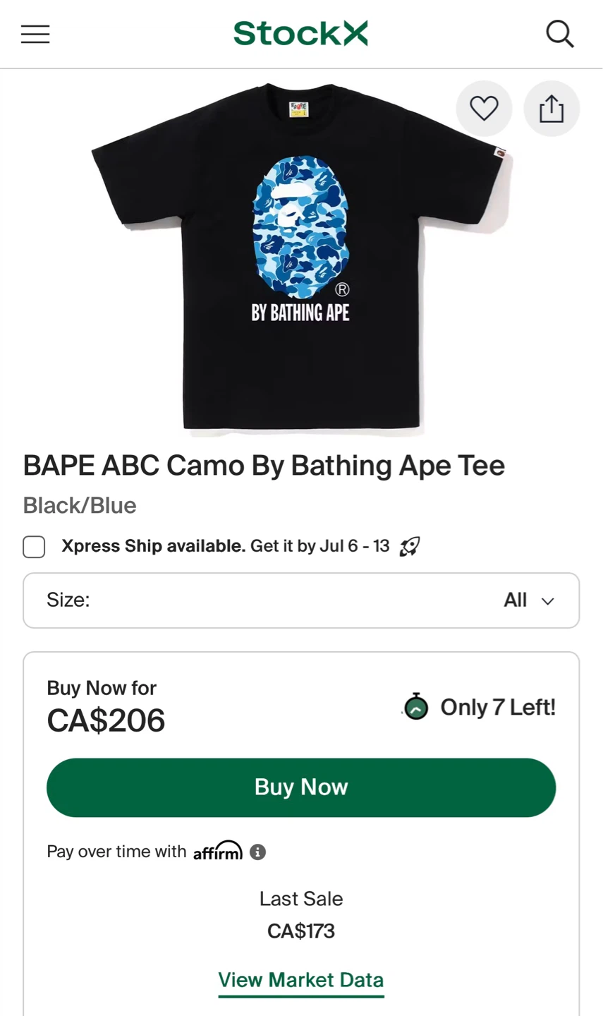 BAPE ABC Camo By Bathing Ape Tee - Black/Blue - photo 5