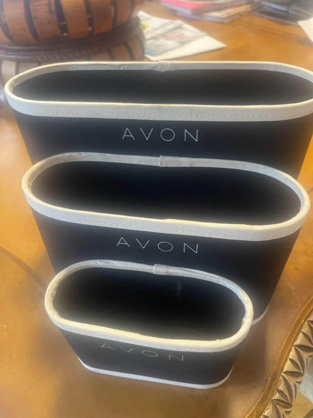 Set of 3 AVON Black Storage Bins - photo 2