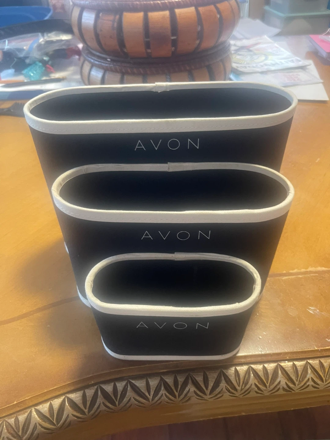 Set of 3 AVON Black Storage Bins - photo 3