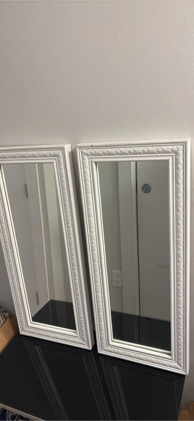 Set of 2 White Framed Wall Mirrors - photo 2