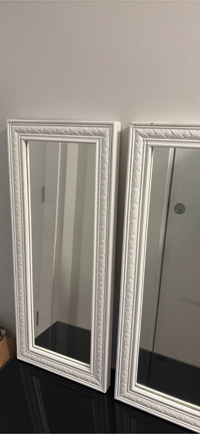 Set of 2 White Framed Wall Mirrors - photo 4
