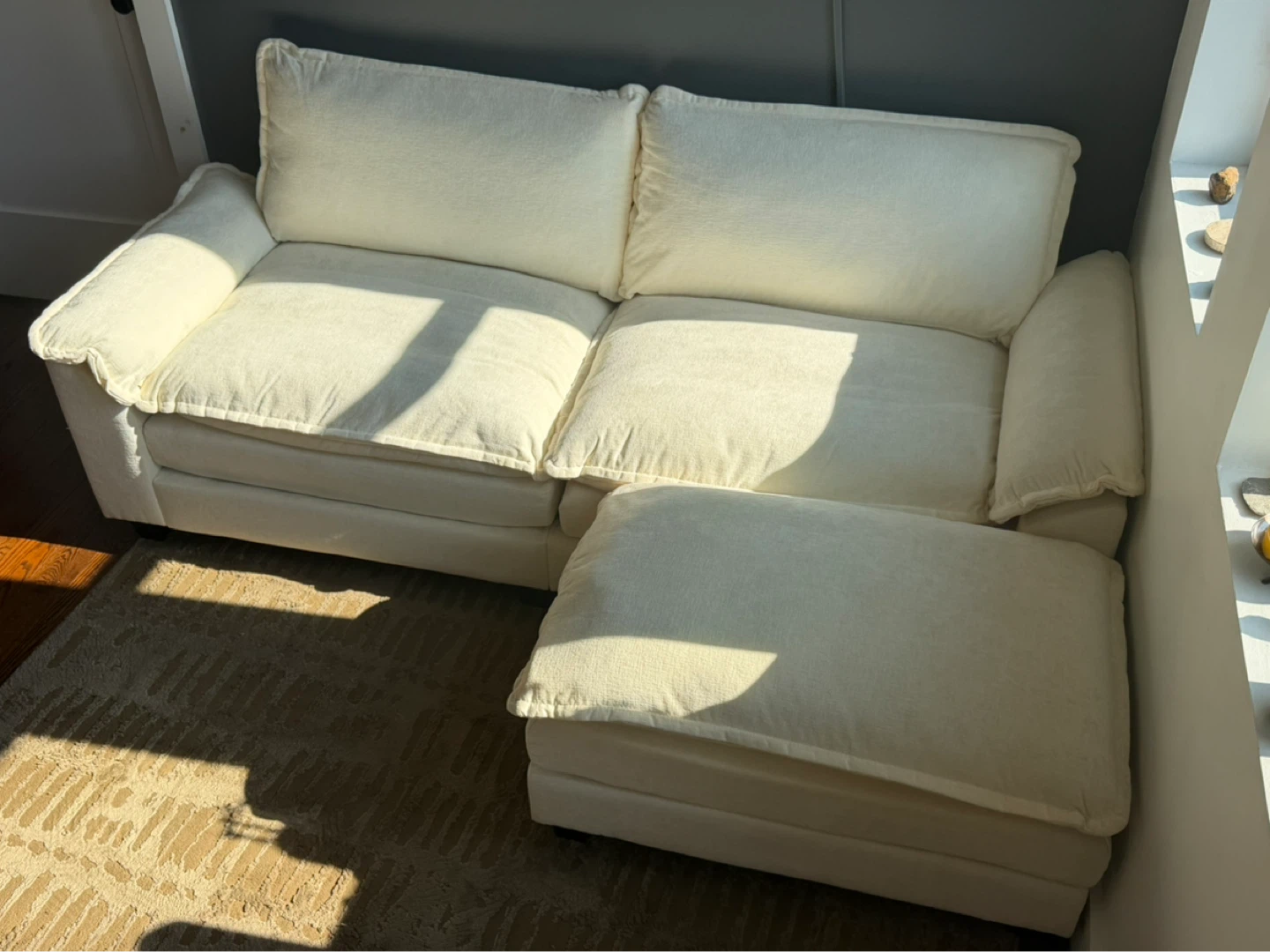 Cream Sectional Sofa with Ottoman - photo 4