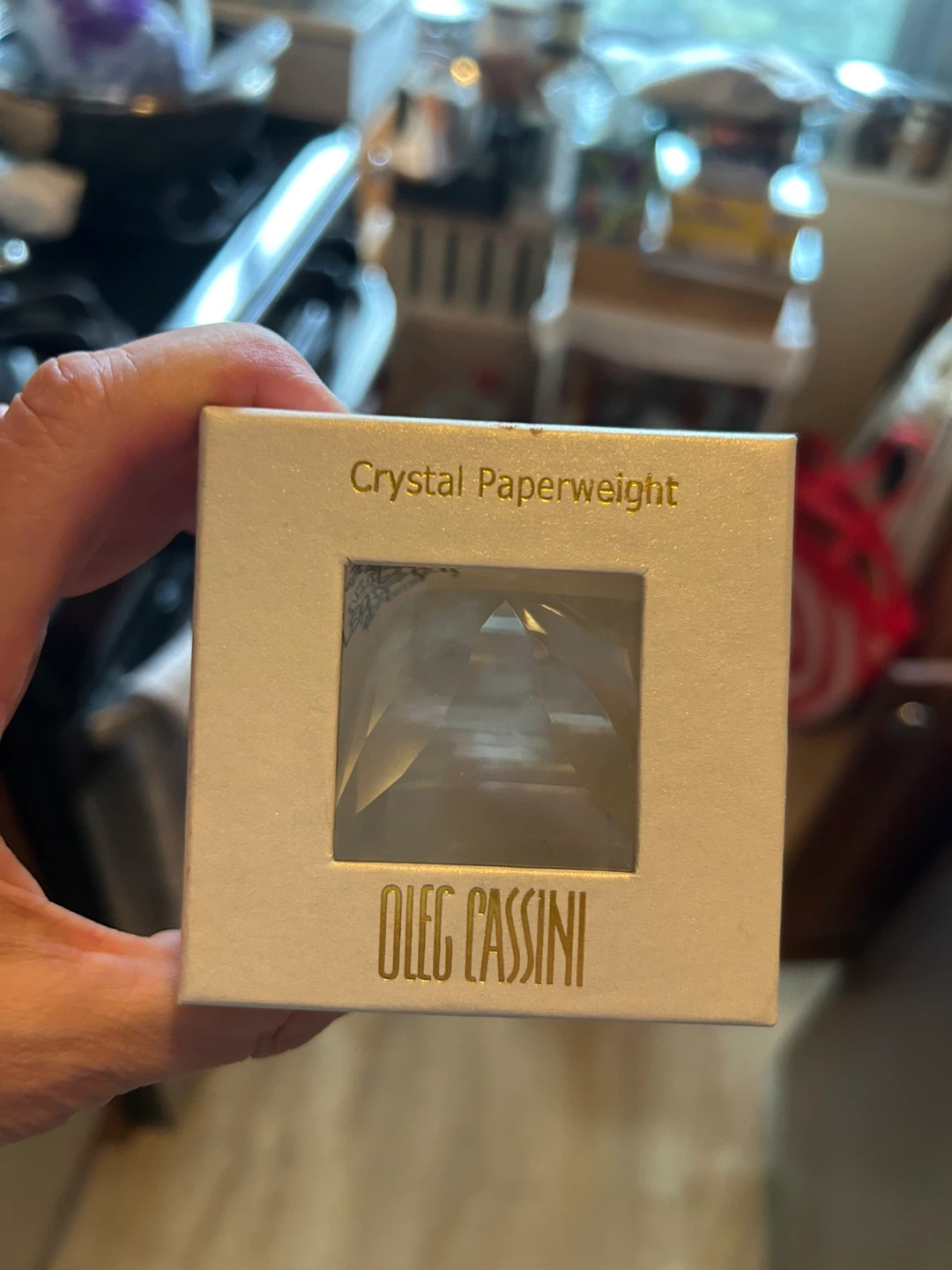 Oleg Cassini Crystal Paperweight