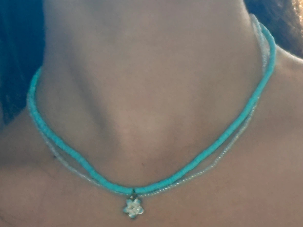 Layered Beaded Necklace with Flower Charm