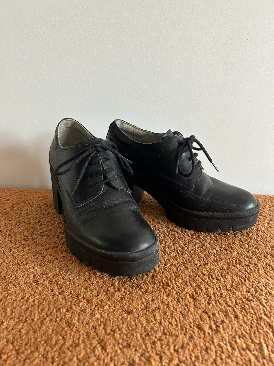 FLY London Black Leather Platform Shoes