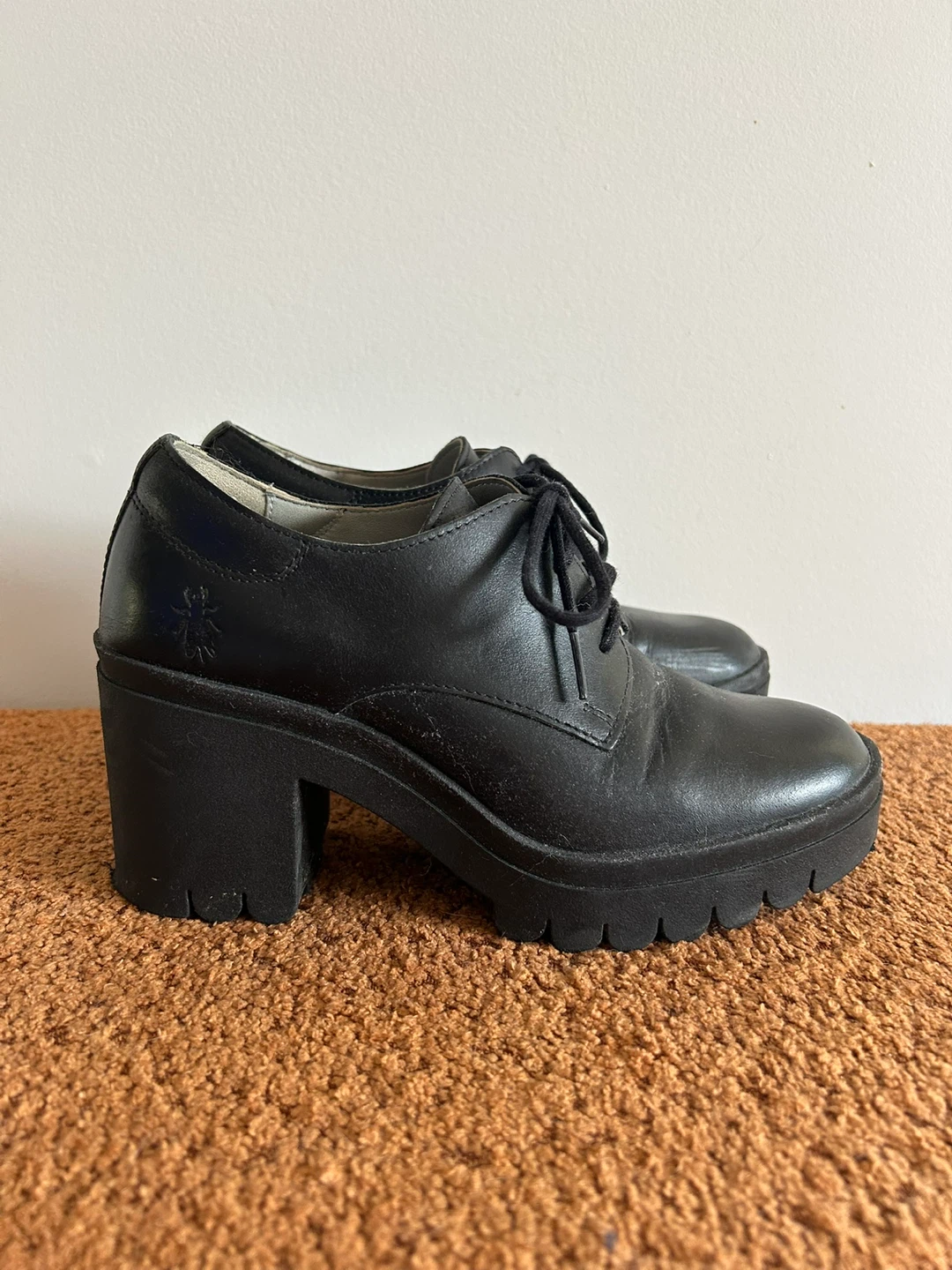 FLY London Black Leather Platform Shoes - photo 2