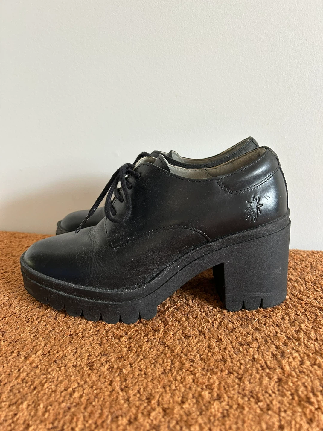 FLY London Black Leather Platform Shoes - photo 3