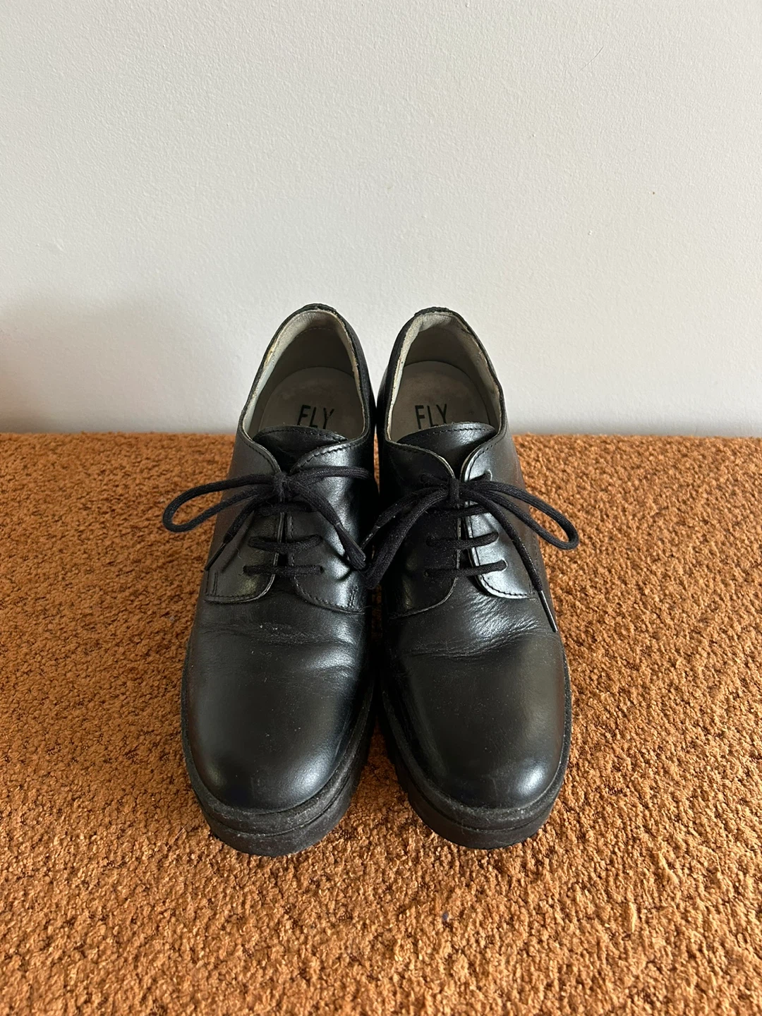 FLY London Black Leather Platform Shoes - photo 4