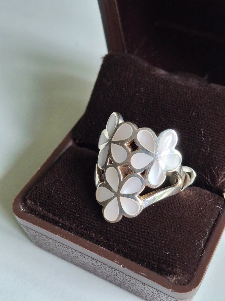 3 flower ring (silver stamped 925)