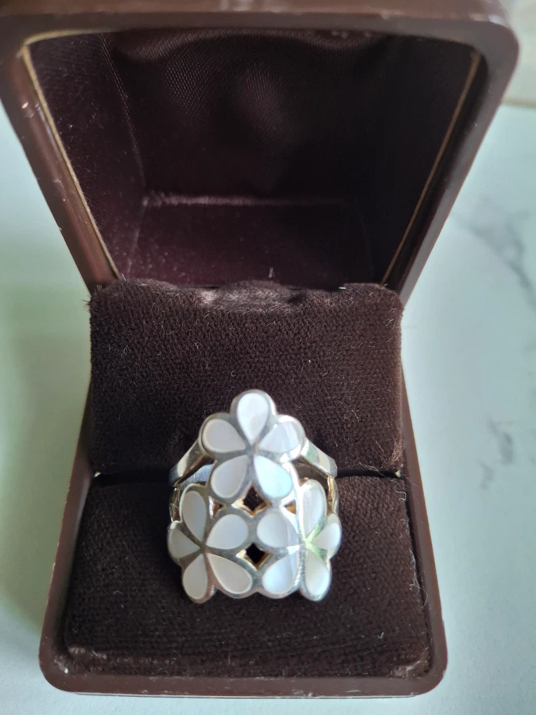 3 flower ring (silver stamped 925) - photo 2