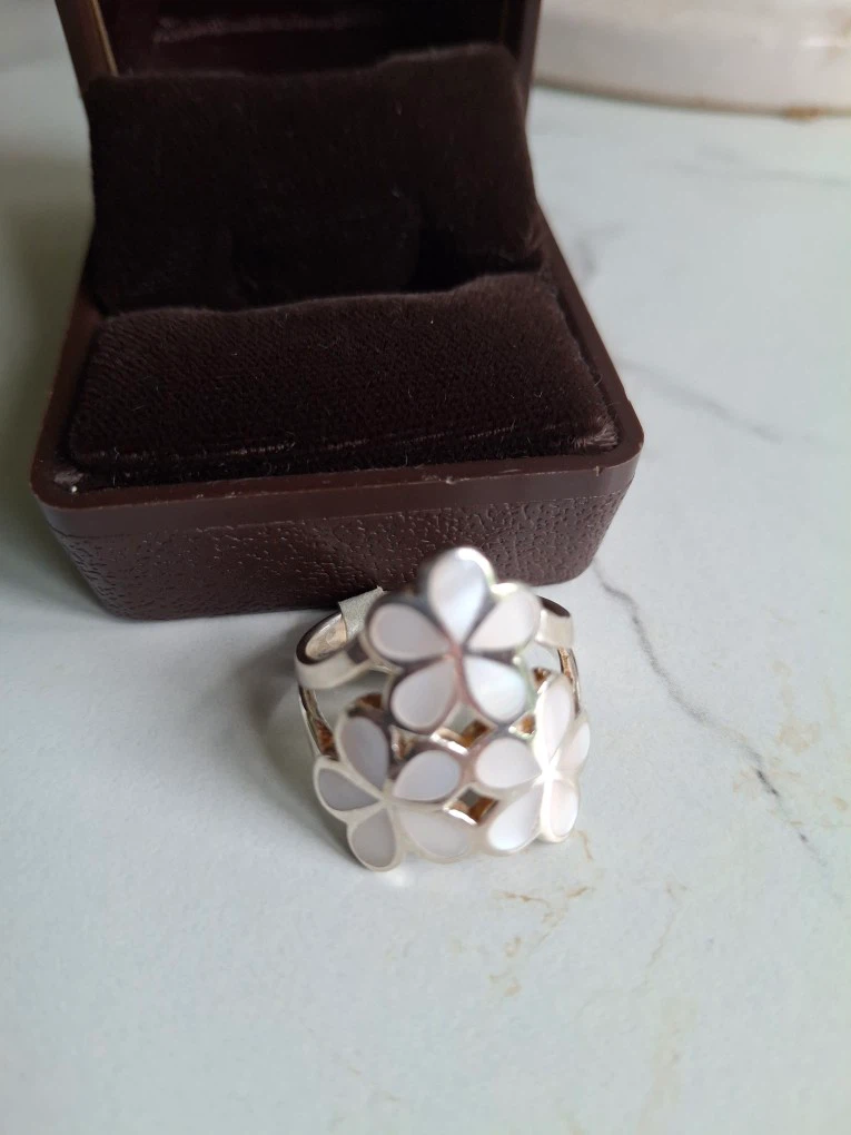 3 flower ring (silver stamped 925) - photo 4