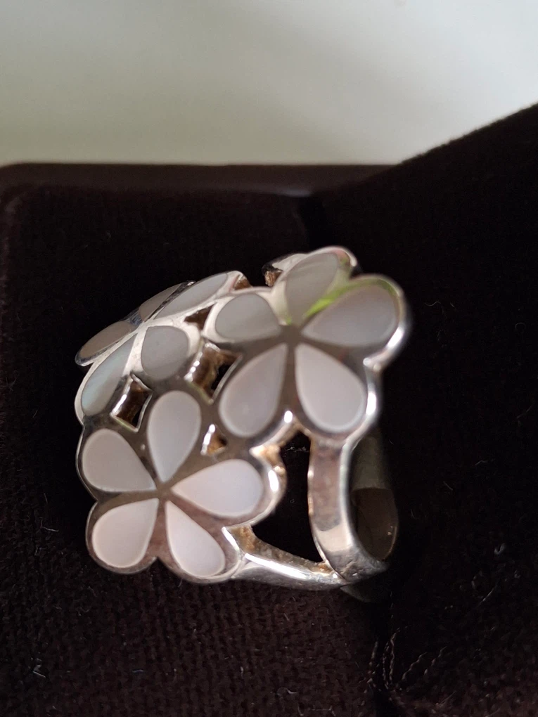 3 flower ring (silver stamped 925) - photo 5