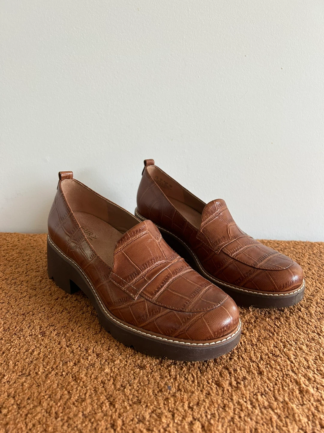 Naturalizer Brown Croc Embossed Loafers