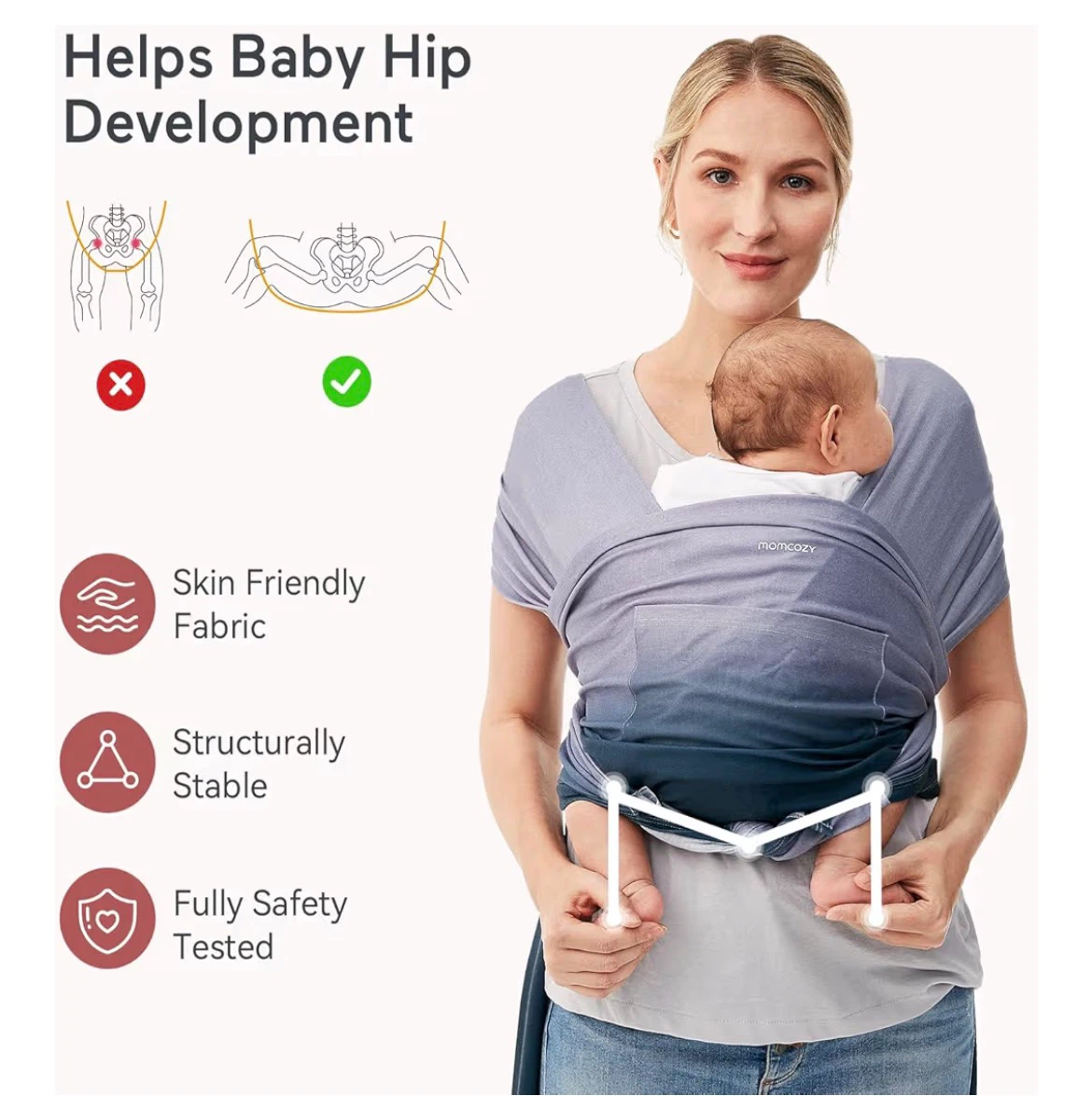 Momcozy Baby Wrap Carrier upto 50lbs