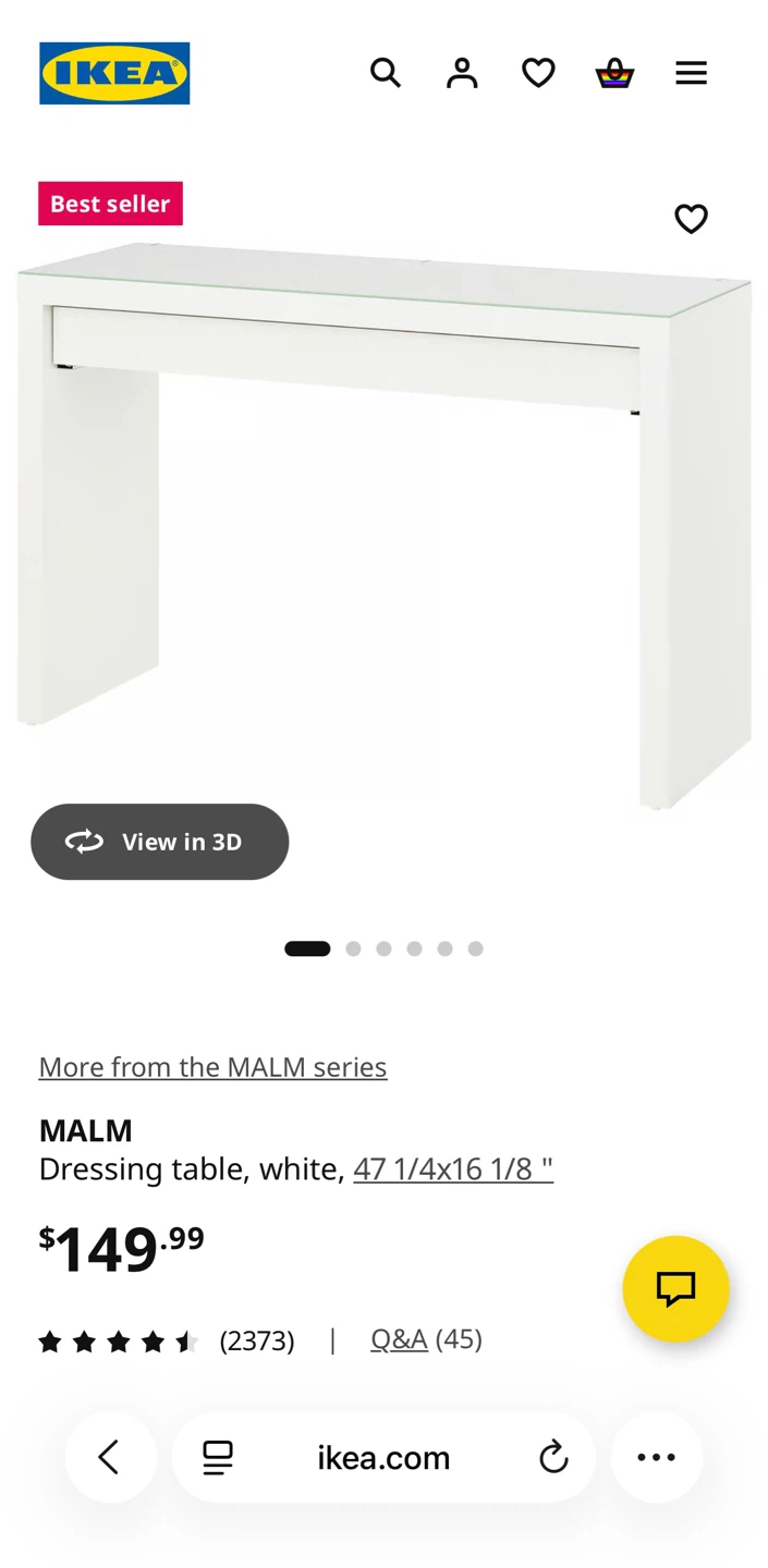 IKEA MALM Dressing Table - White - photo 4