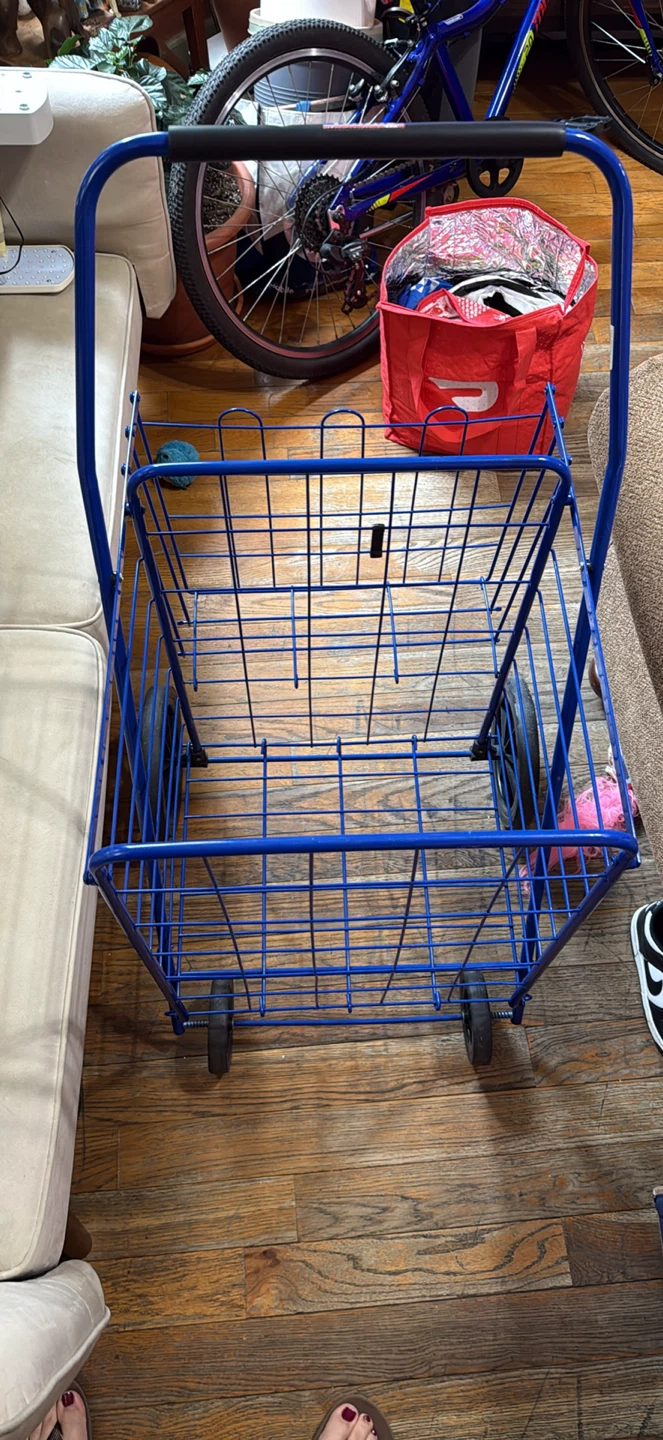 Blue Folding Shopping Cart - photo 2