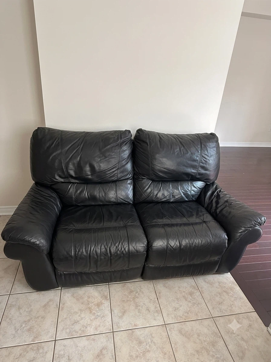 Black Leather Loveseat Sofa