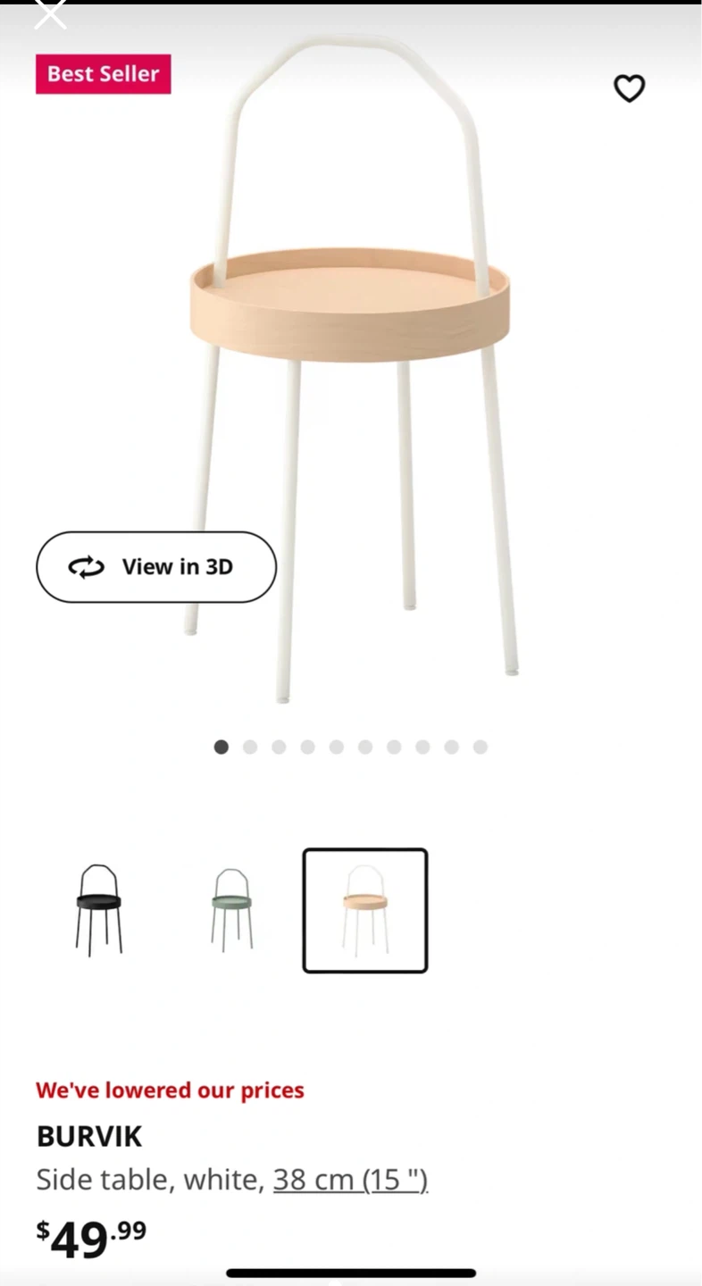 Red IKEA Burvik Side Table - photo 2