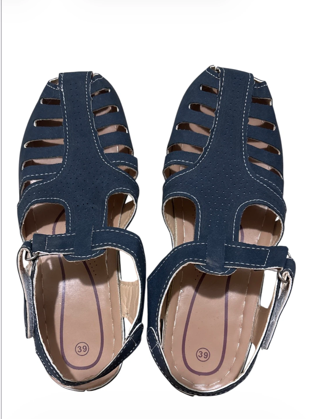 Women's Navy Blue Cutout Sandals Size 39