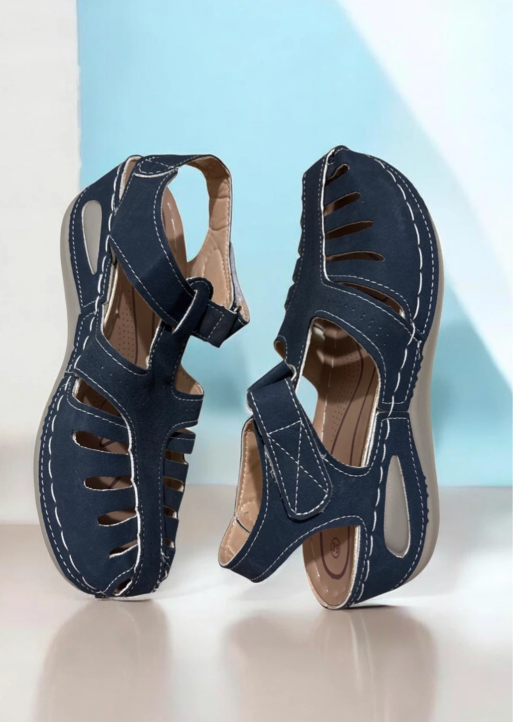 Women's Navy Blue Cutout Sandals Size 39 - photo 2