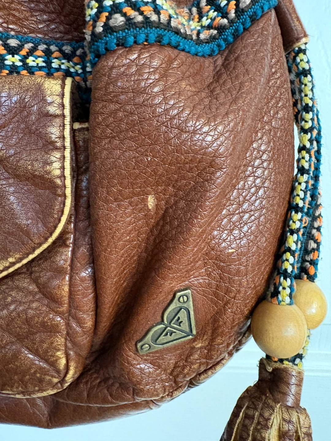 Vintage Bohemian Roxy Brown Faux-Leather Drawstring Bucket Bag - photo 5
