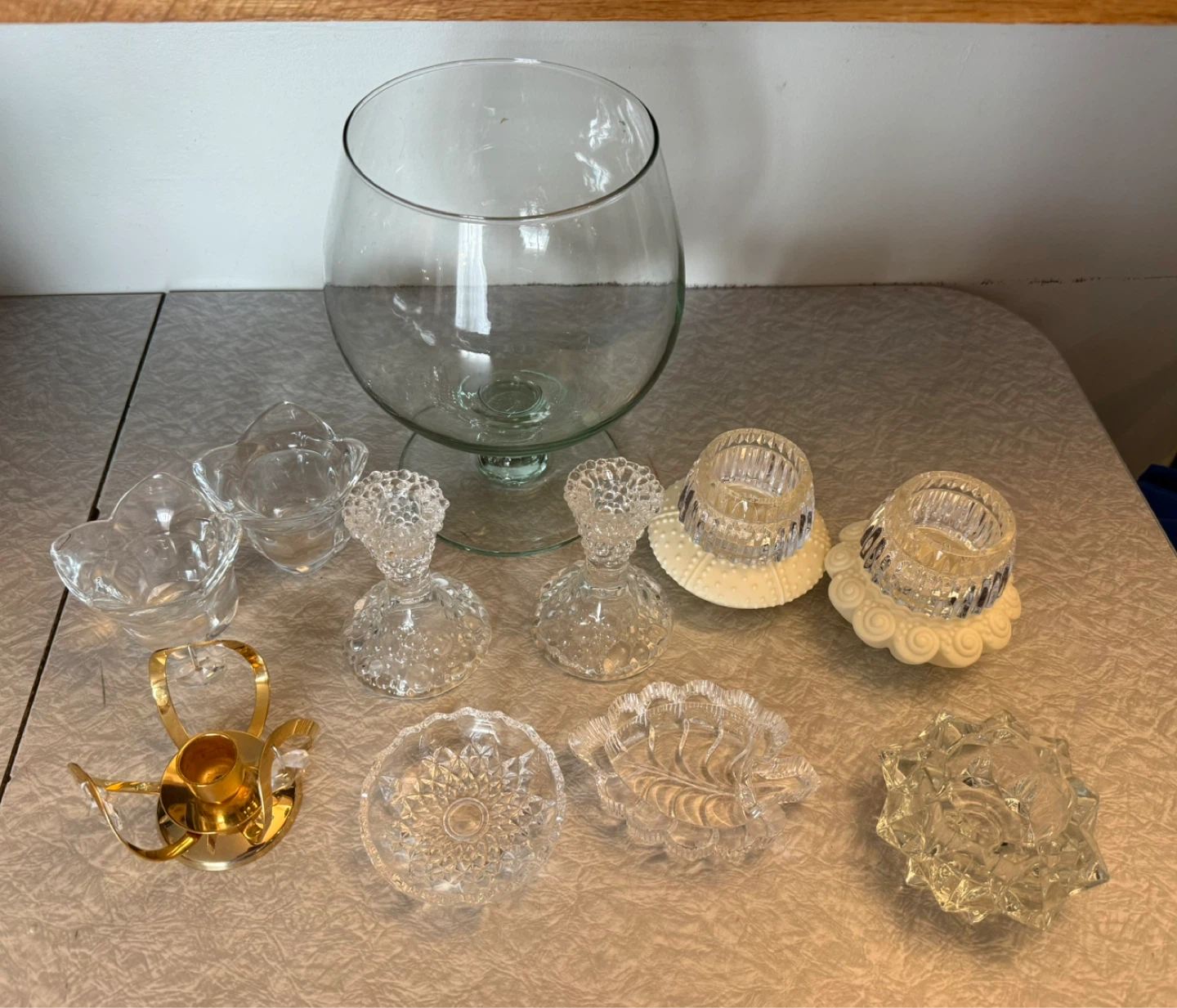 Vintage glass candles and dishes lot