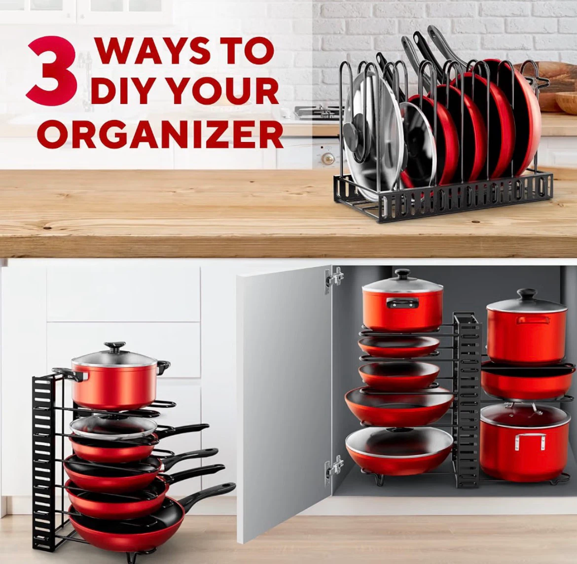 New 8-Tier Adjustable Pot and Pan Organizer Rack - photo 3