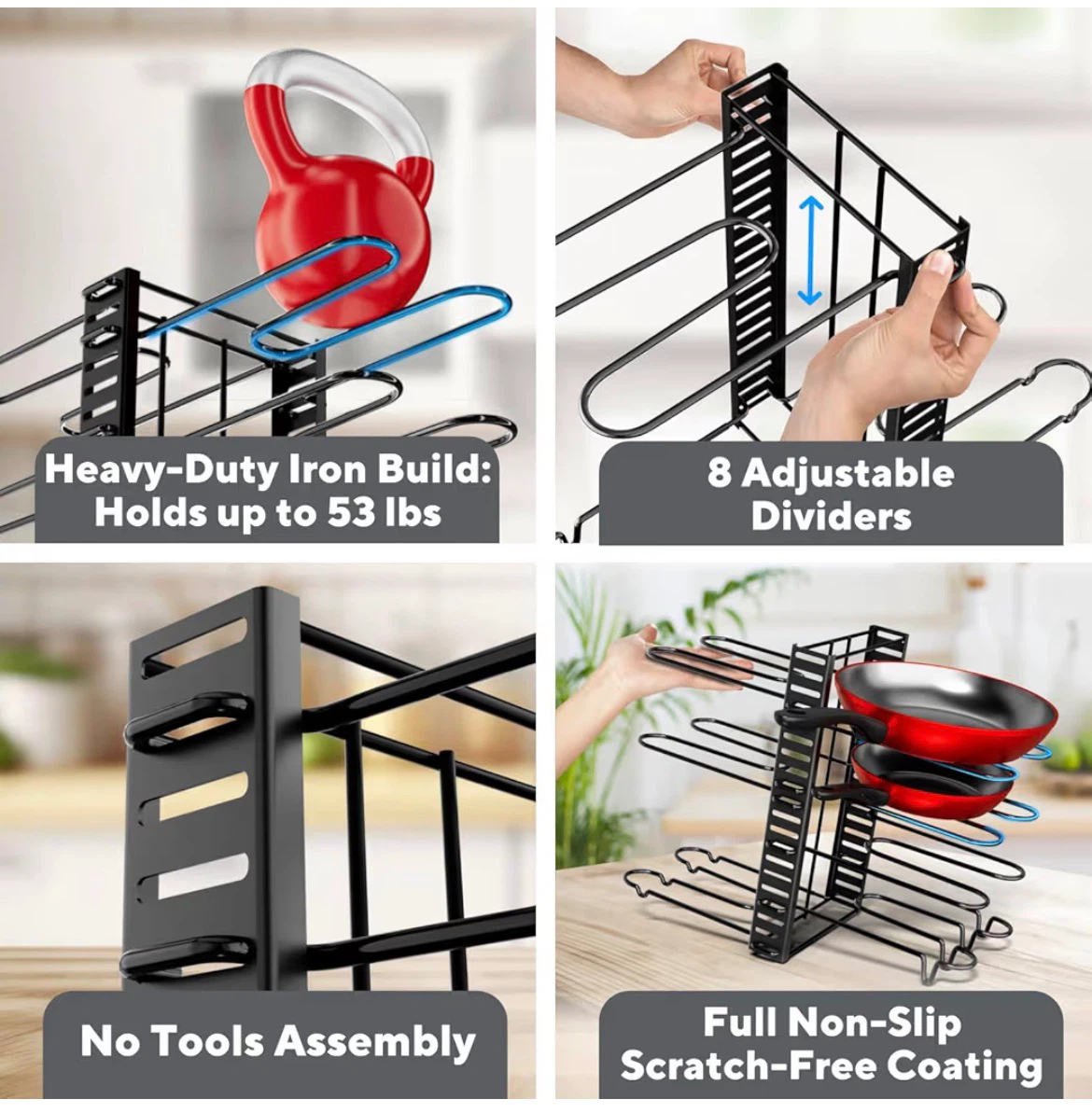 New 8-Tier Adjustable Pot and Pan Organizer Rack - photo 4