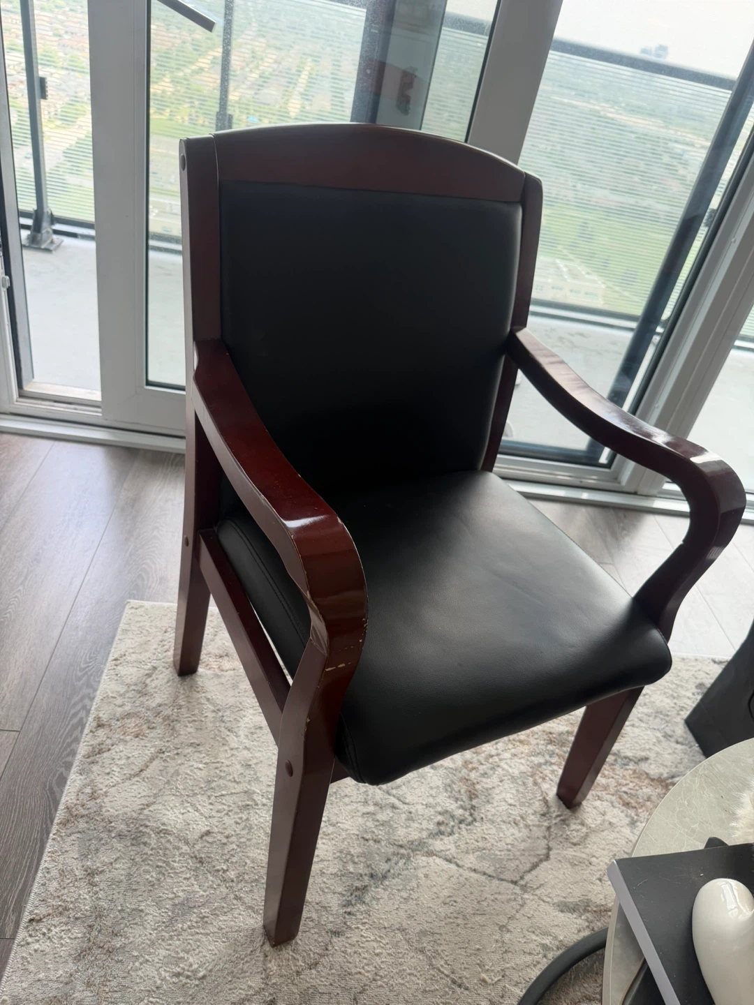 Wooden Accent Chair with Black Seat