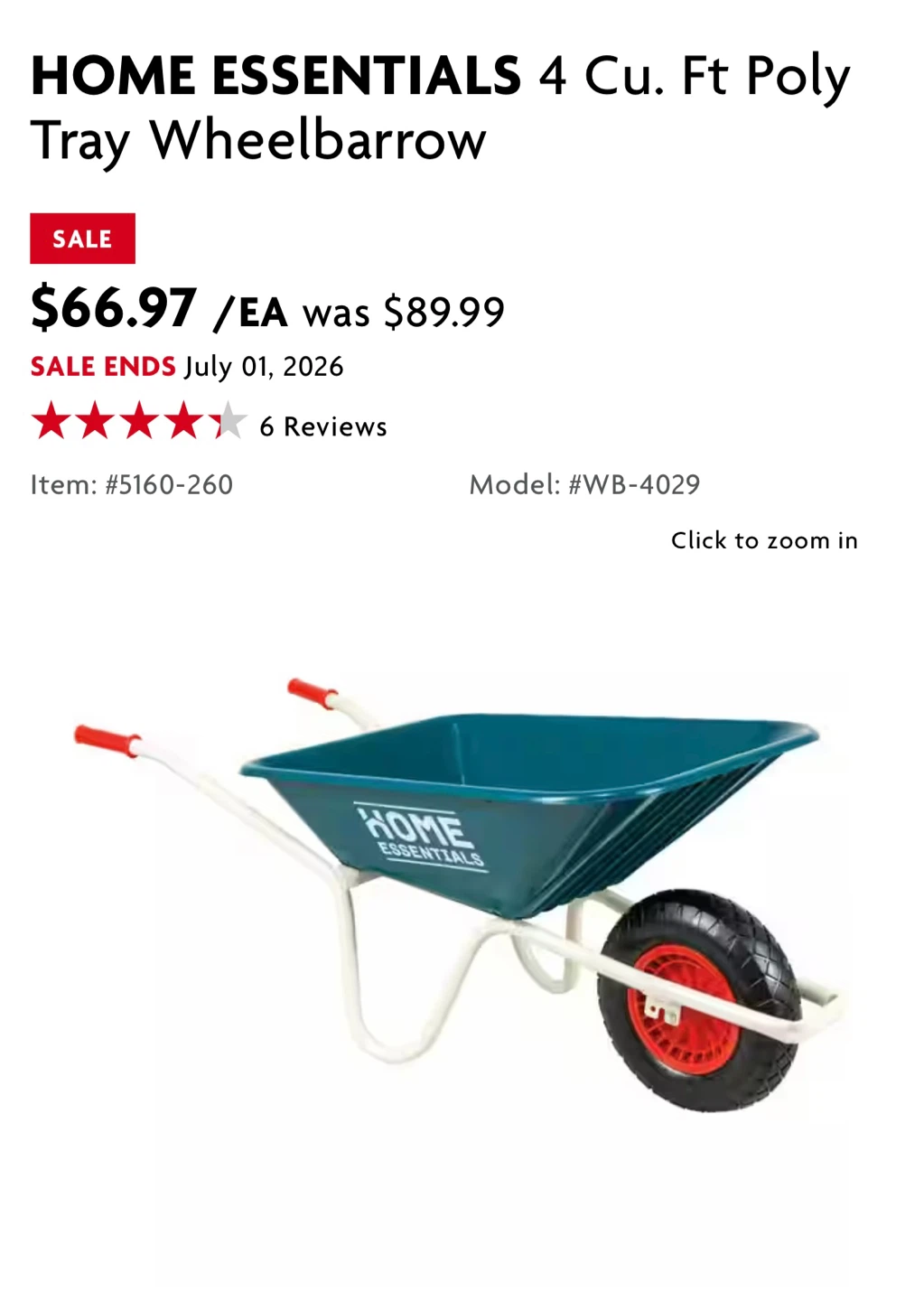 Home Essentials Poly Tray Wheelbarrow - photo 3