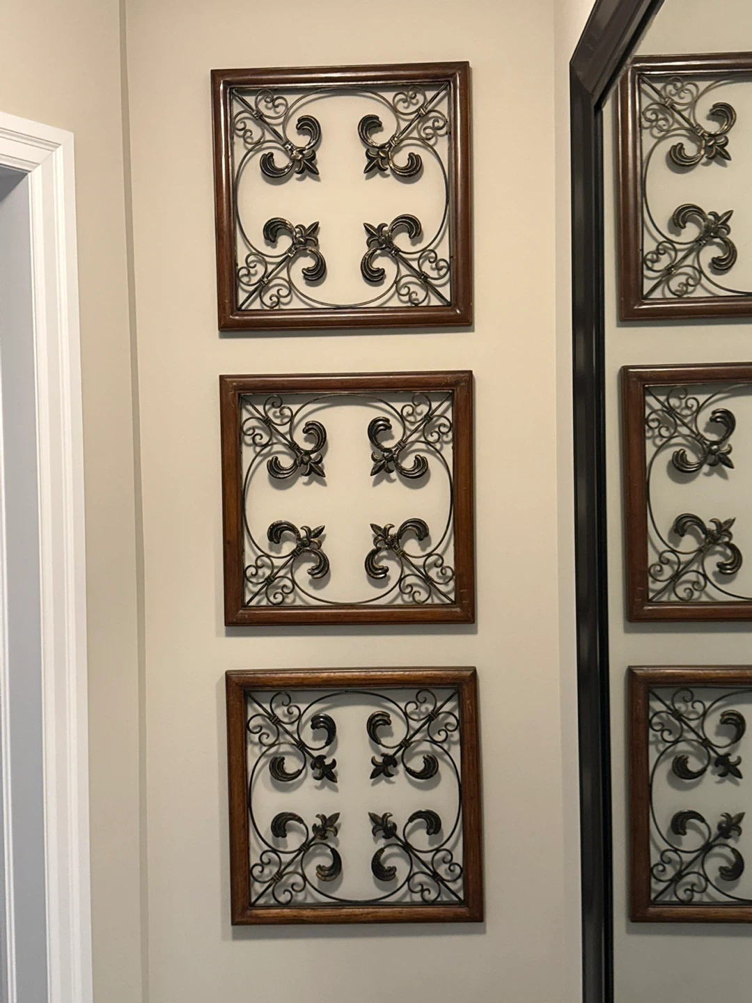 Set of 3 Wood and Metal Wall Art Squares