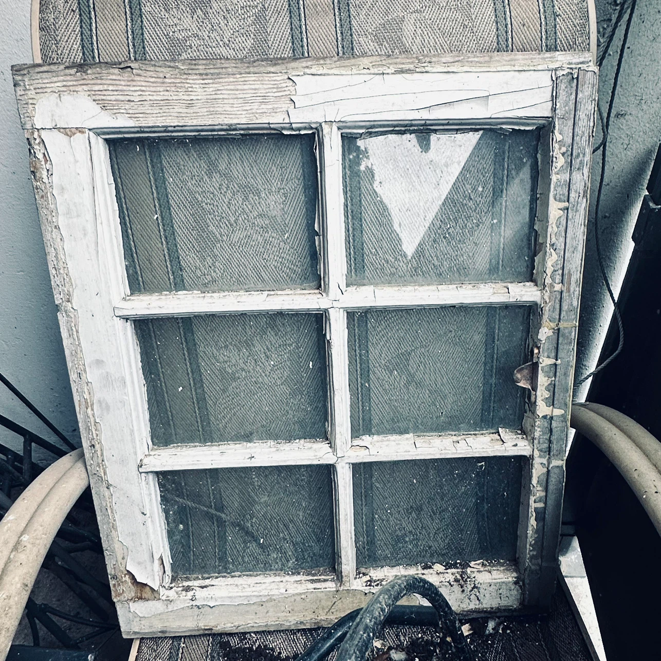 Antique Window Pane with Wooden Frame