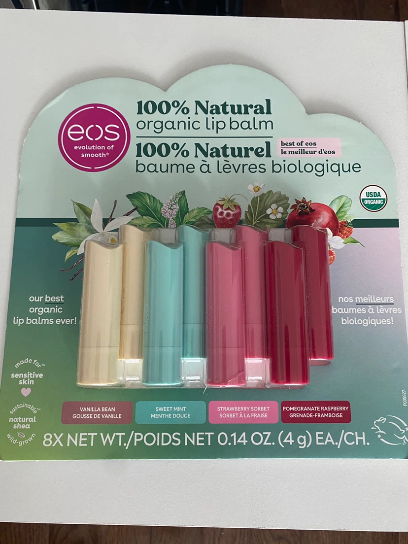 EOS 100% Natural Organic Lip Balm Set (4 Flavours)