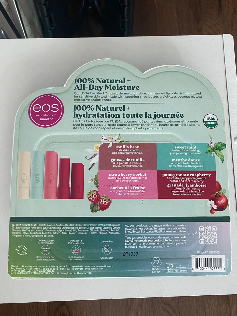EOS 100% Natural Organic Lip Balm Set (4 Flavours) - photo 2