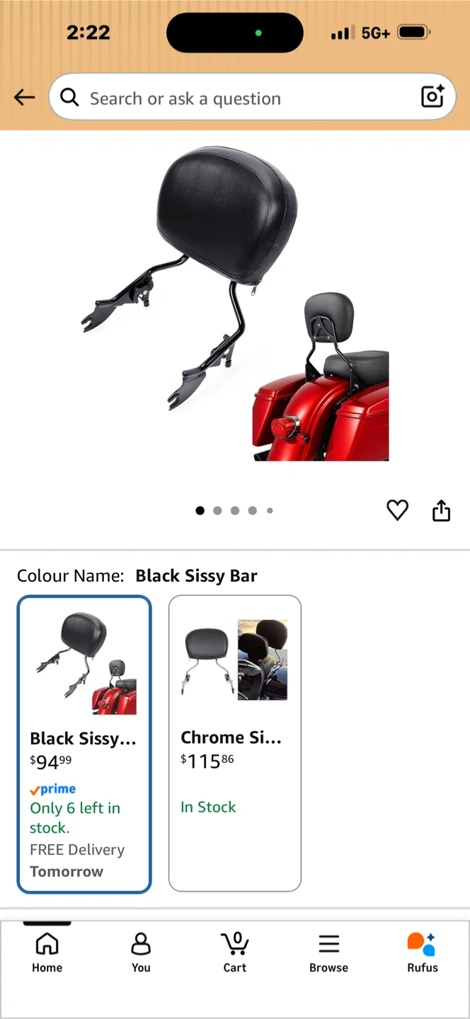 Black Motorcycle Sissy Bar Backrest - photo 3