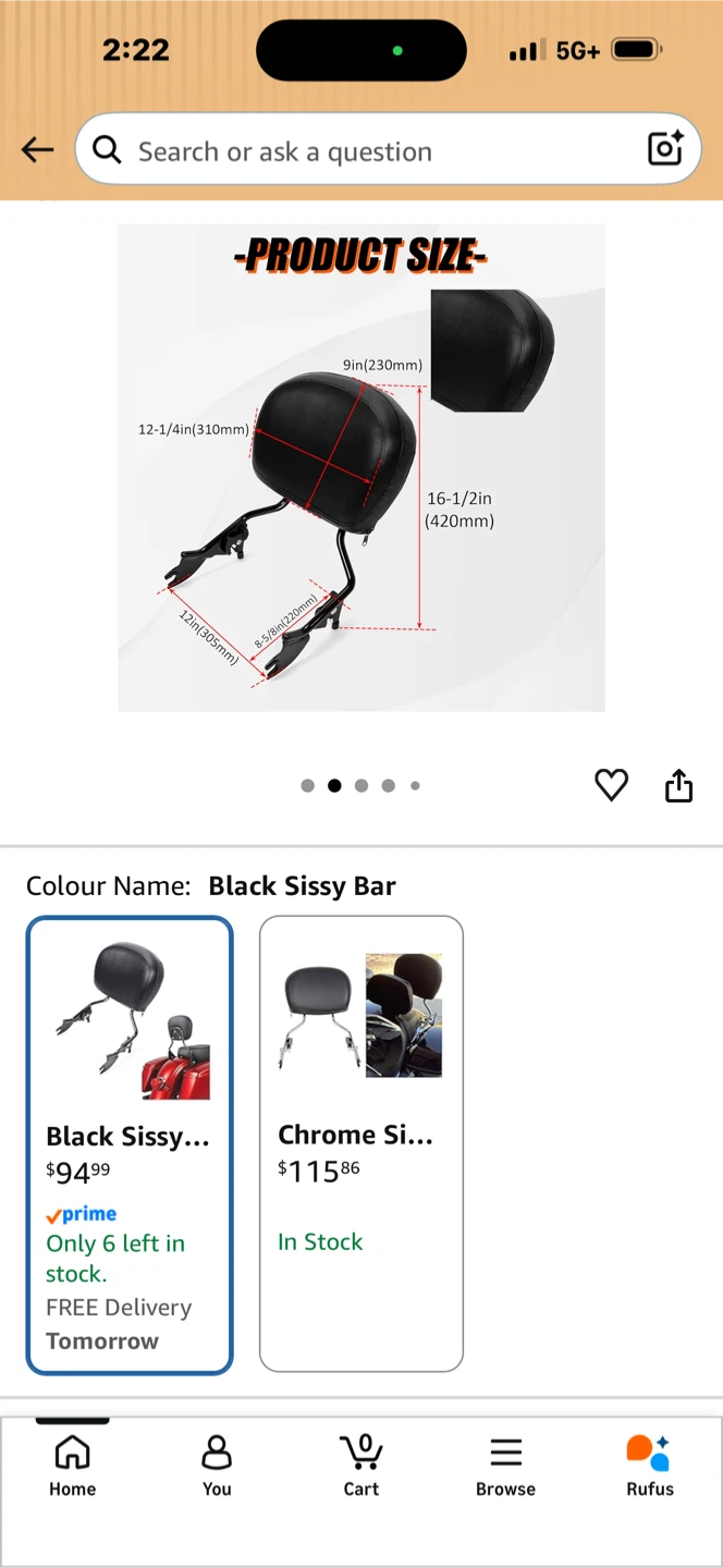 Black Motorcycle Sissy Bar Backrest - photo 4