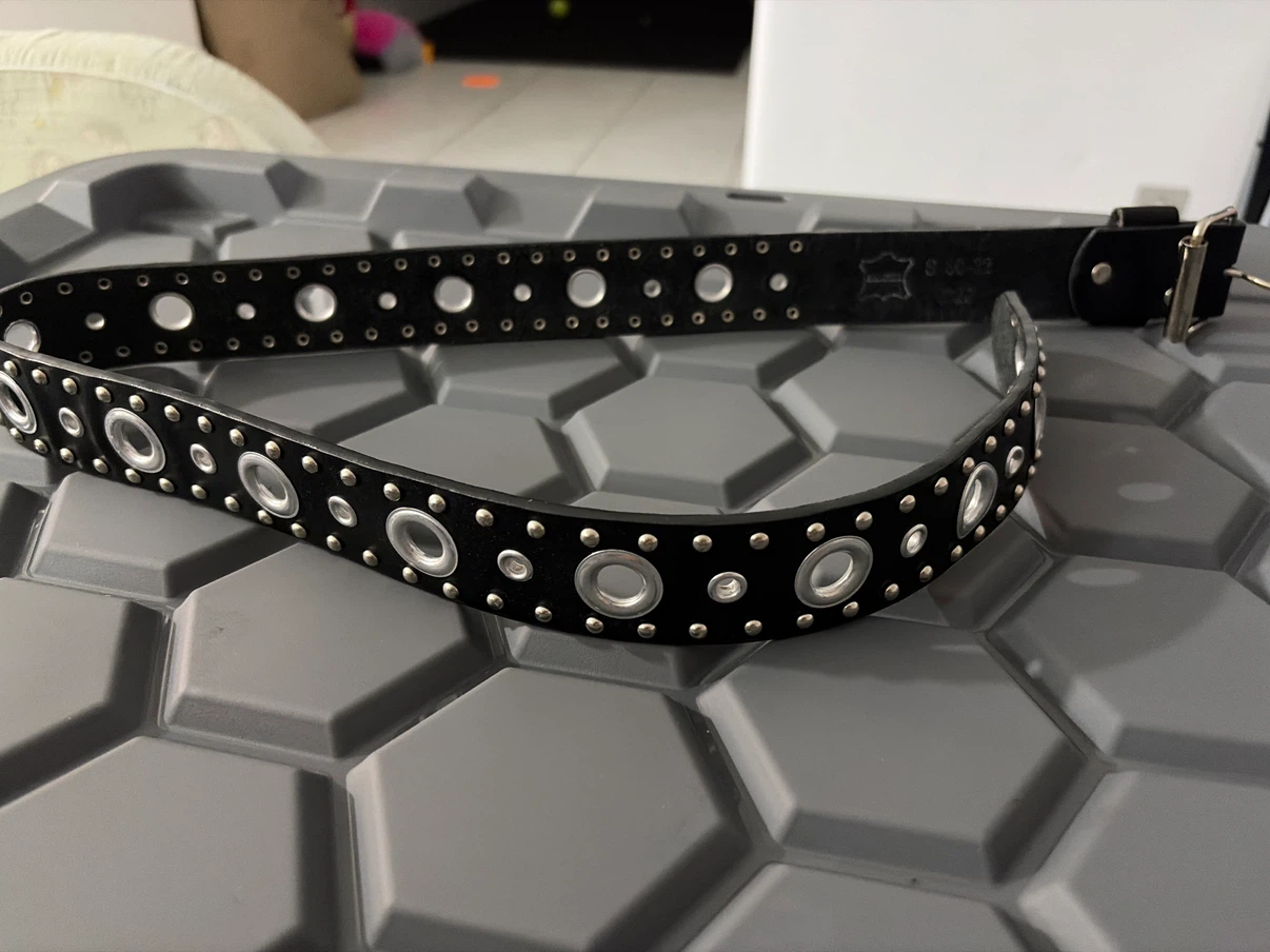 Black studded grommet belt