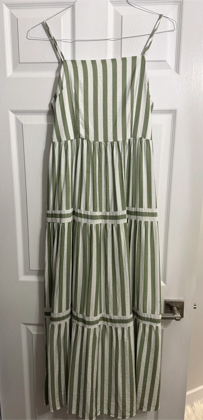 Striped Maxi Dress - Green/White - photo 2