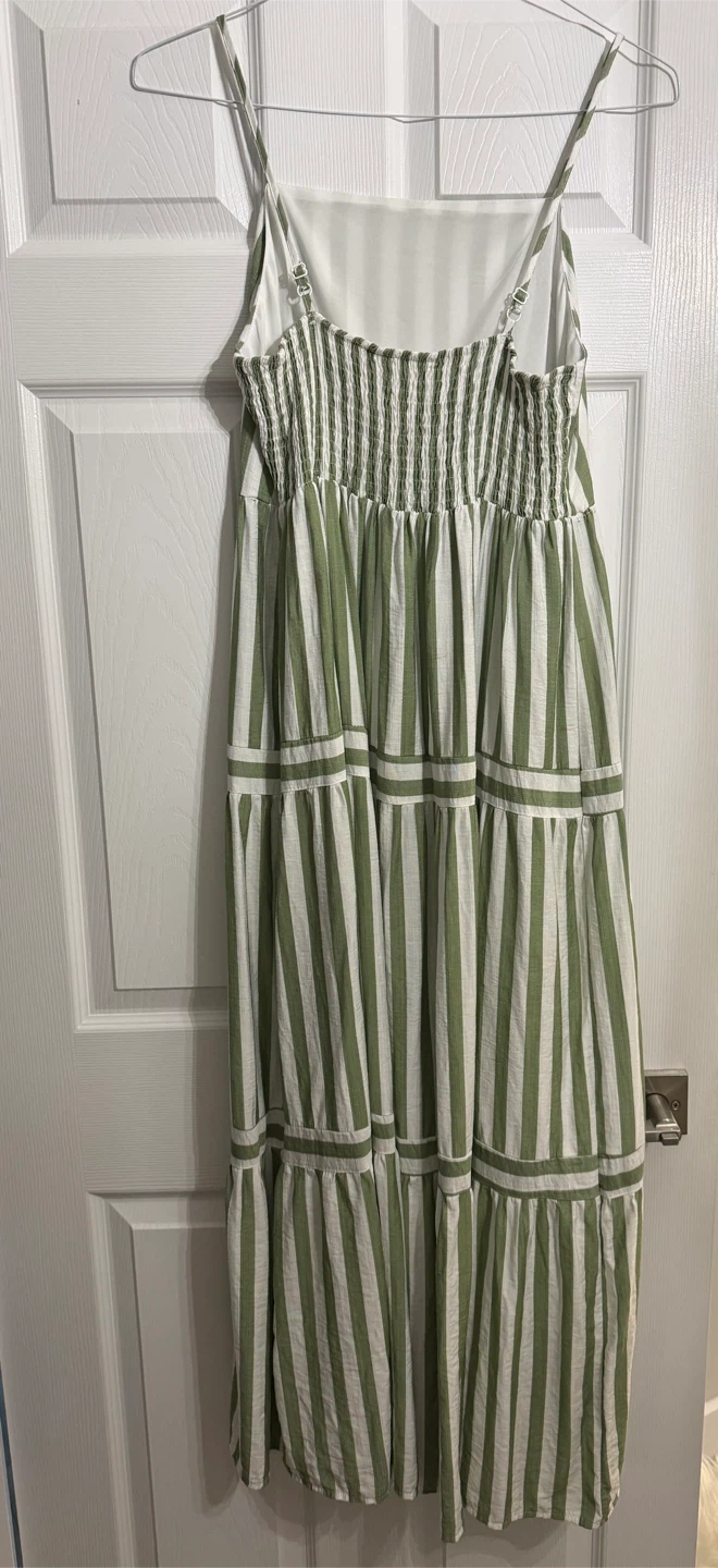 Striped Maxi Dress - Green/White - photo 3