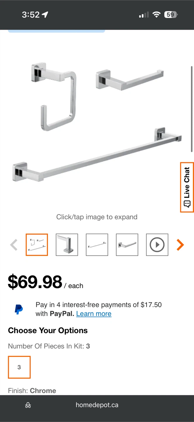 MOEN Bolt 3 Piece Bath Accessory Kit BH5433CH Chrome - photo 5