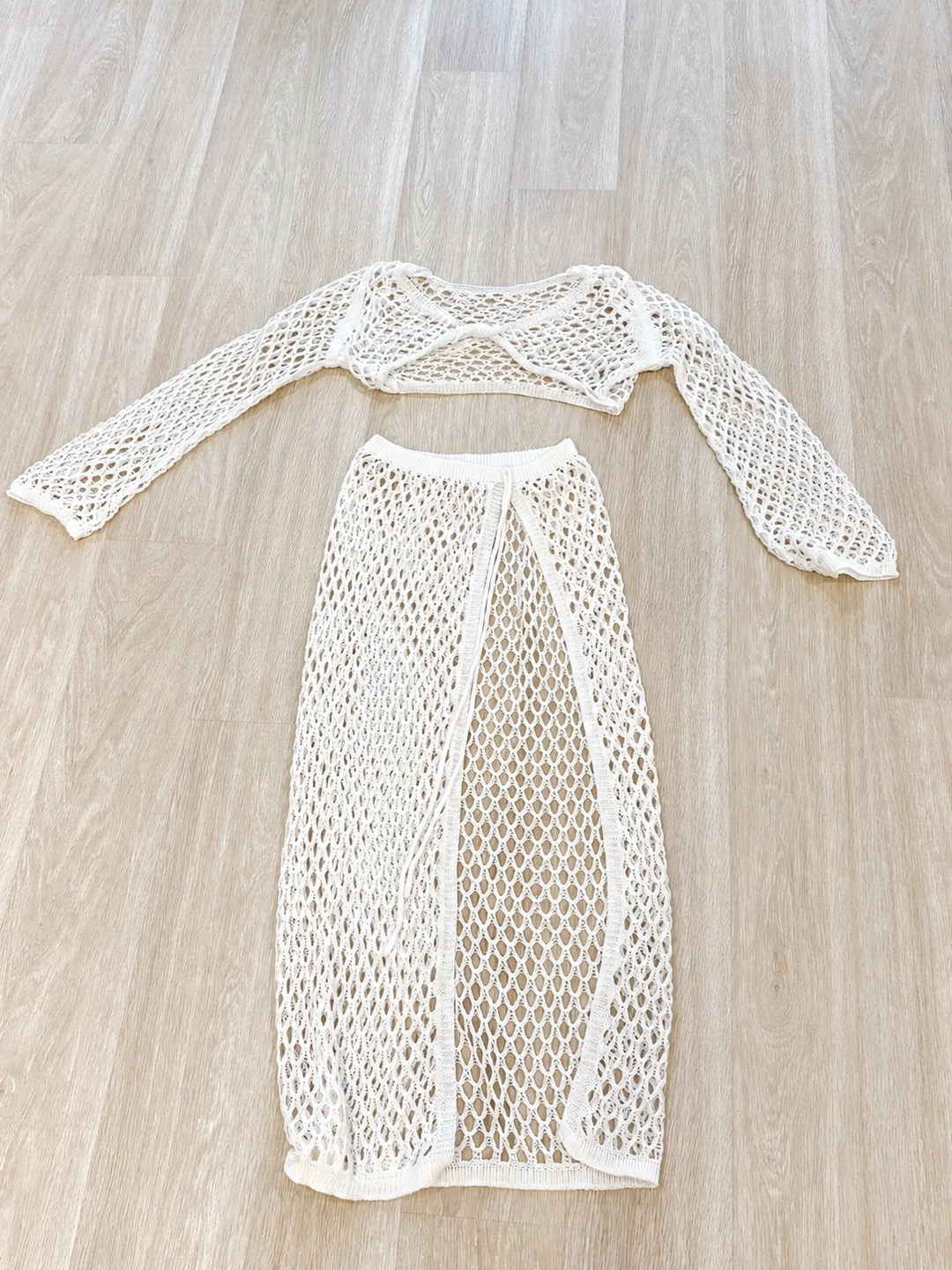 White 2 Piece Crochet Cover-Up Set - photo 2